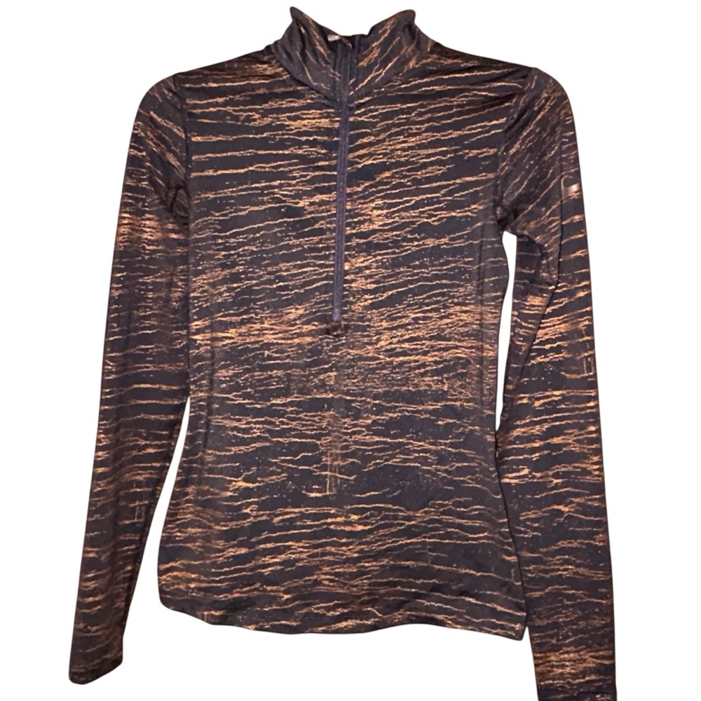 Nike Pro Women’s Dri‎ Fit Half Zip Performance Jacket Gray Gold Metallic XS